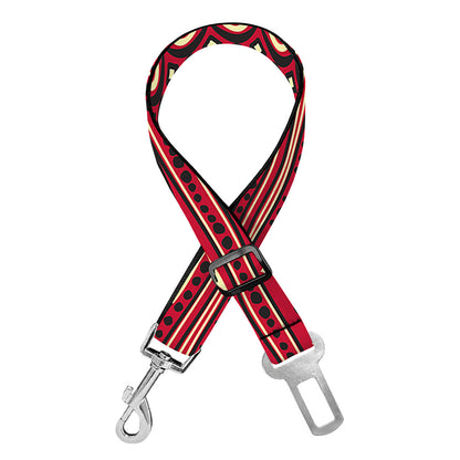 Red African Tribal Pattern Print Dog Seat Belt