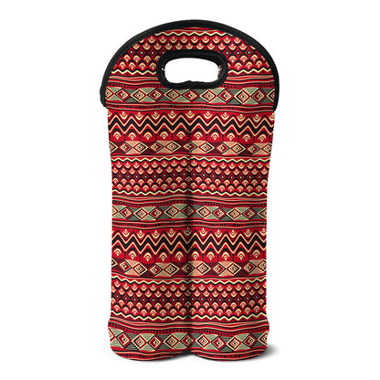 Red African Tribal Pattern Print Double Neoprene Wine Tote