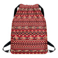 Red African Tribal Pattern Print Drawstring Backpack