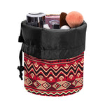 Red African Tribal Pattern Print Drawstring Makeup Bag