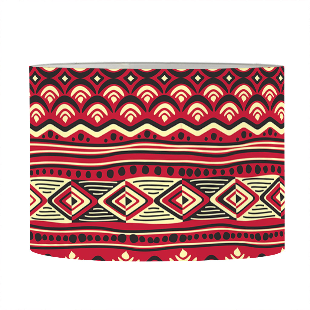 Red African Tribal Pattern Print Drum Lamp Shade