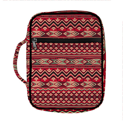 Red African Tribal Pattern Print Front Pocket Bible Bag
