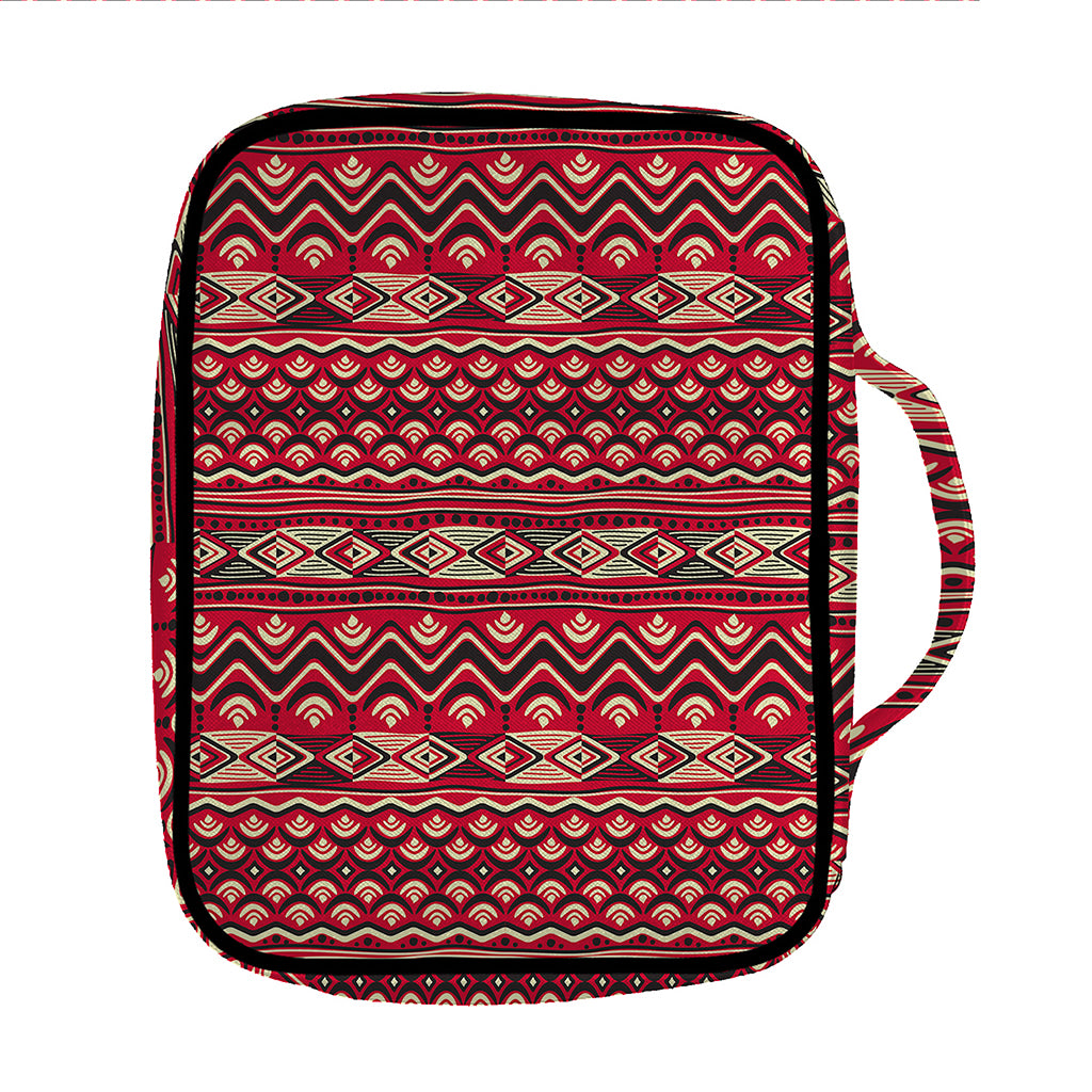 Red African Tribal Pattern Print Front Pocket Bible Bag