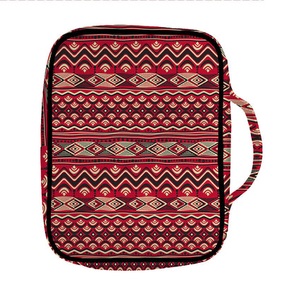Red African Tribal Pattern Print Front Pocket Bible Bag