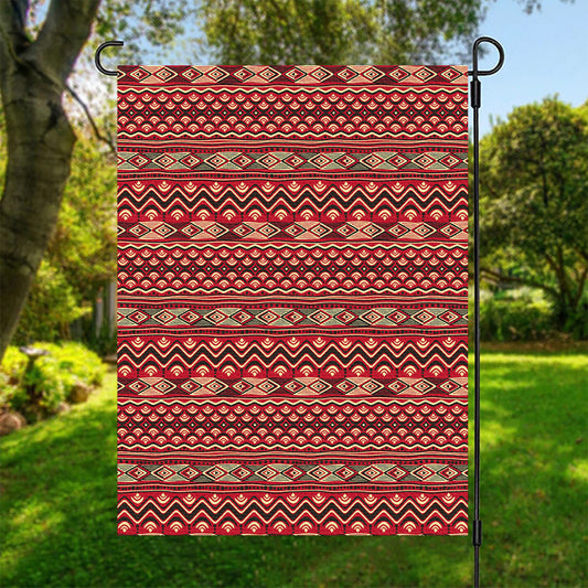 Red African Tribal Pattern Print Garden Flag