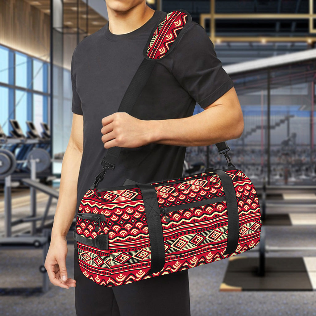 Red African Tribal Pattern Print Gym Bag