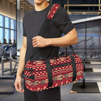 Red African Tribal Pattern Print Gym Bag