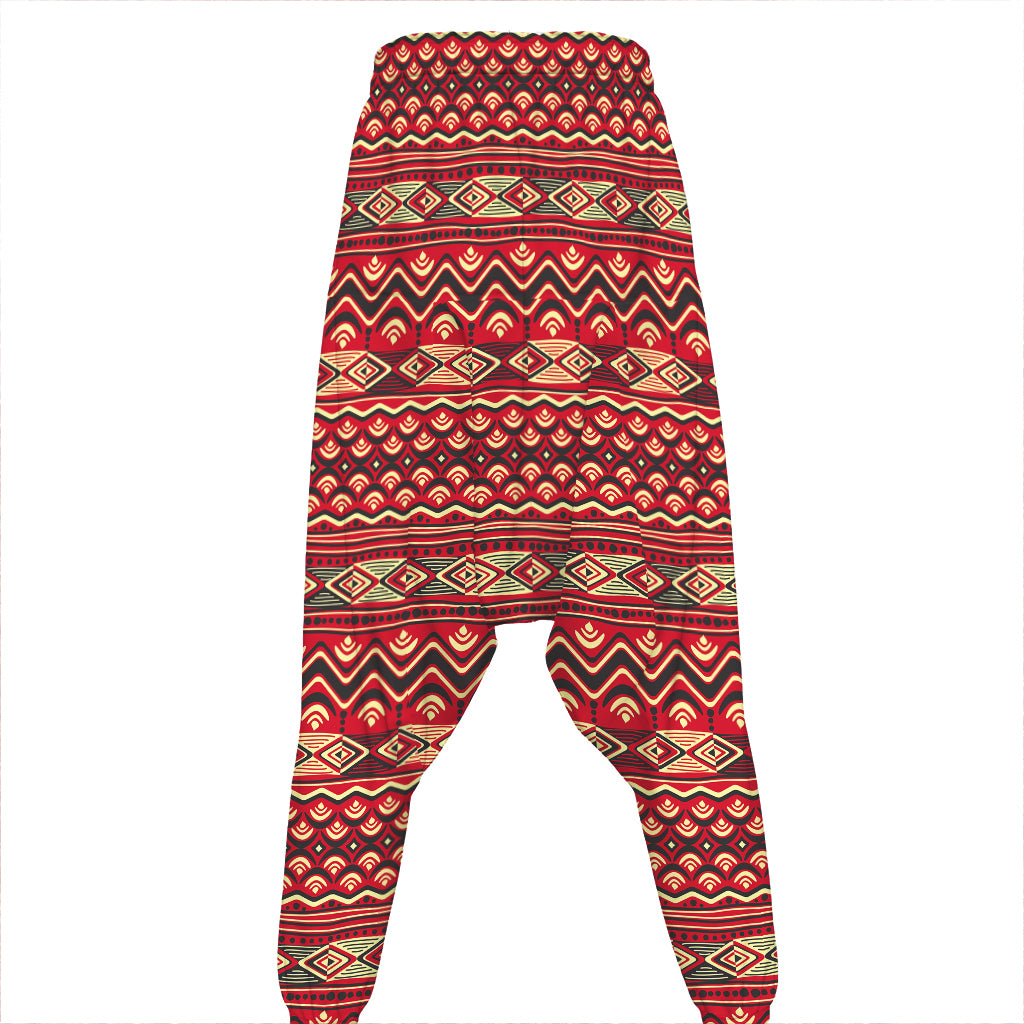 Red African Tribal Pattern Print Hammer Pants