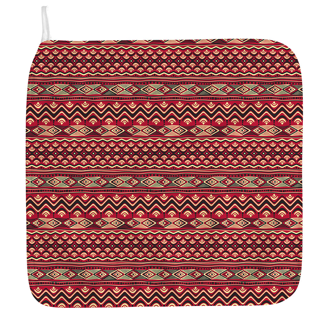 Red African Tribal Pattern Print Hand Towel