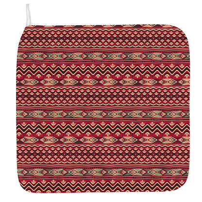 Red African Tribal Pattern Print Hand Towel