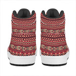 Red African Tribal Pattern Print High Top Leather Sneakers