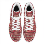 Red African Tribal Pattern Print High Top Leather Sneakers