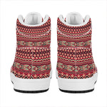 Red African Tribal Pattern Print High Top Leather Sneakers