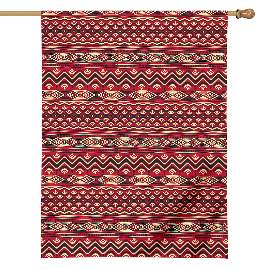 Red African Tribal Pattern Print House Flag