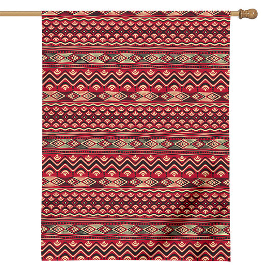 Red African Tribal Pattern Print House Flag