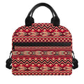 Red African Tribal Pattern Print Insulated Lunch Bag