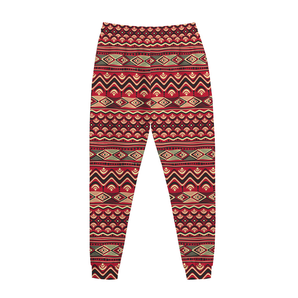 Red African Tribal Pattern Print Jogger Pants