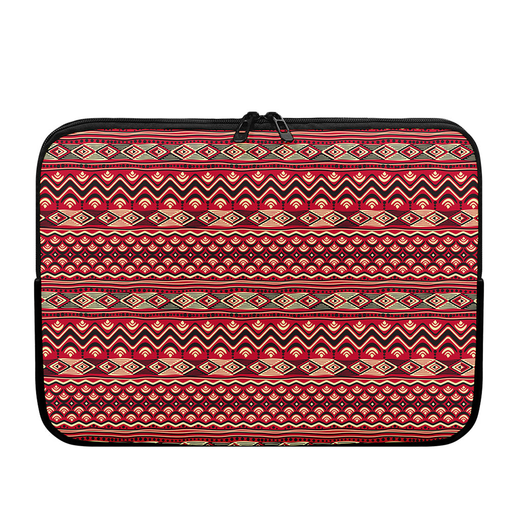 Red African Tribal Pattern Print Laptop Sleeve