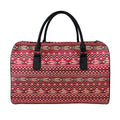 Red African Tribal Pattern Print Leather Duffel Bag