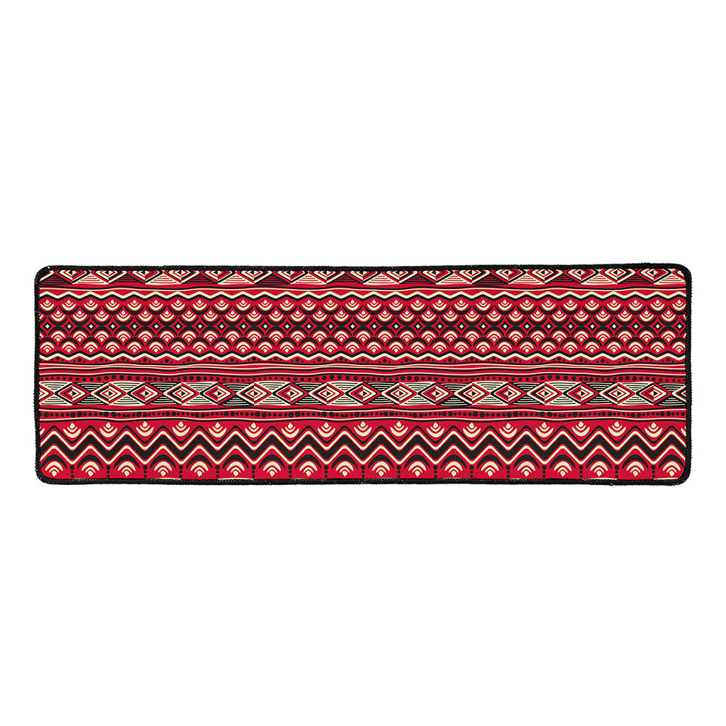 Red African Tribal Pattern Print Long Kitchen Mat