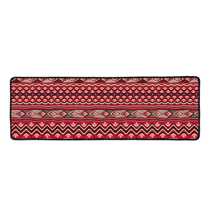 Red African Tribal Pattern Print Long Kitchen Mat