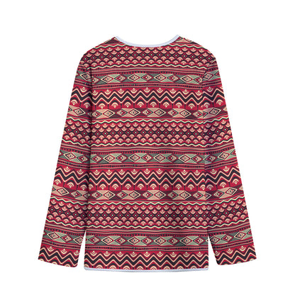 Red African Tribal Pattern Print Long Sleeve Short Coat