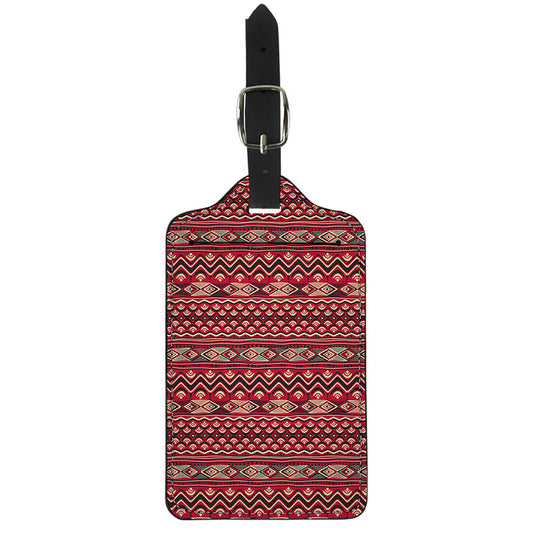 Red African Tribal Pattern Print Luggage Tag