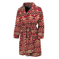 Red African Tribal Pattern Print Men's Bathrobe