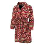 Red African Tribal Pattern Print Men's Bathrobe