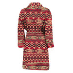 Red African Tribal Pattern Print Men's Bathrobe