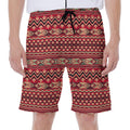 Red African Tribal Pattern Print Men's Beach Shorts