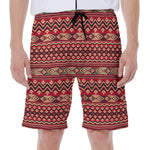 Red African Tribal Pattern Print Men's Beach Shorts