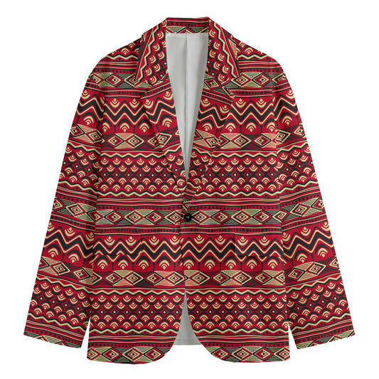 Red African Tribal Pattern Print Men's Blazer