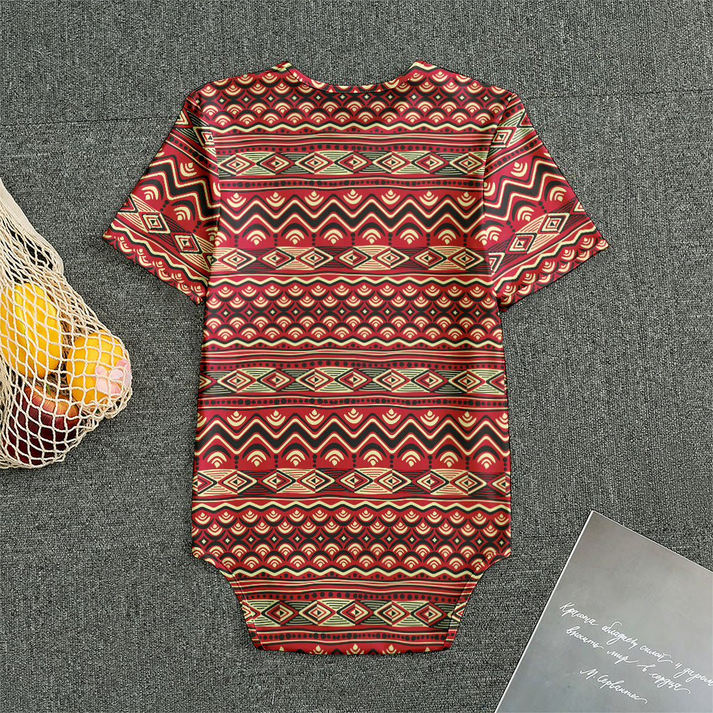 Red African Tribal Pattern Print Men's Bodysuit