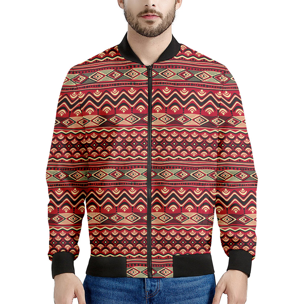 Red African Tribal Pattern Print Men's Bomber Jacket