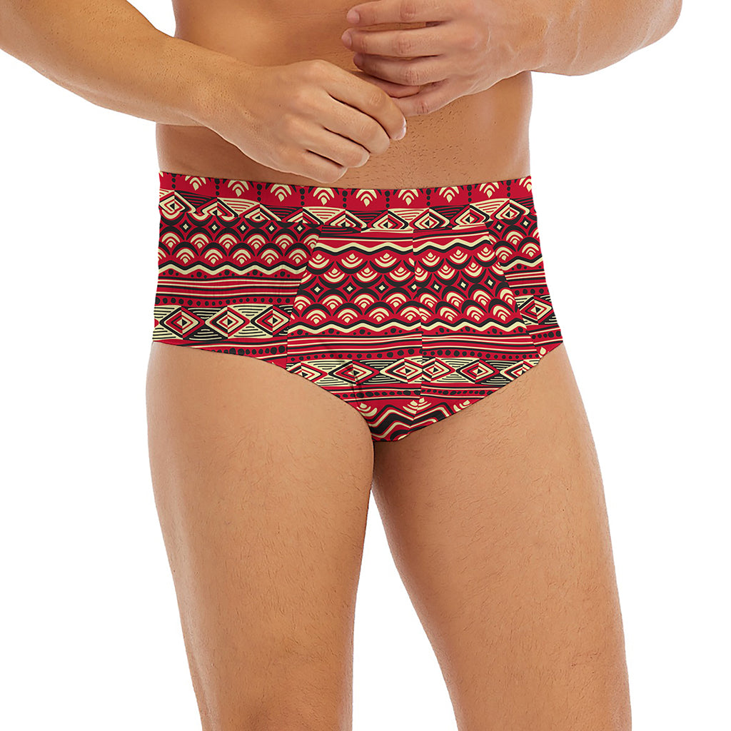 Red African Tribal Pattern Print Men's Briefs