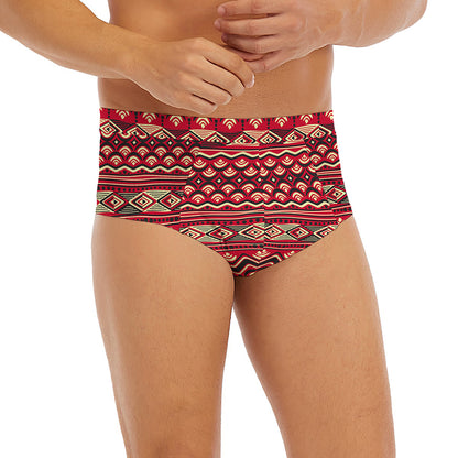 Red African Tribal Pattern Print Men's Briefs