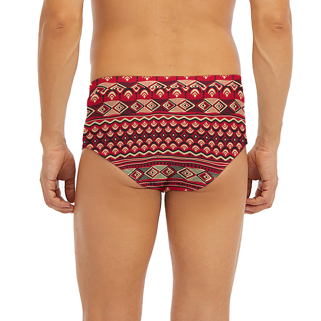 Red African Tribal Pattern Print Men's Briefs