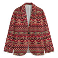 Red African Tribal Pattern Print Men's Cotton Blazer