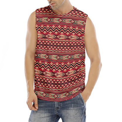 Red African Tribal Pattern Print Men's Fitness Tank Top