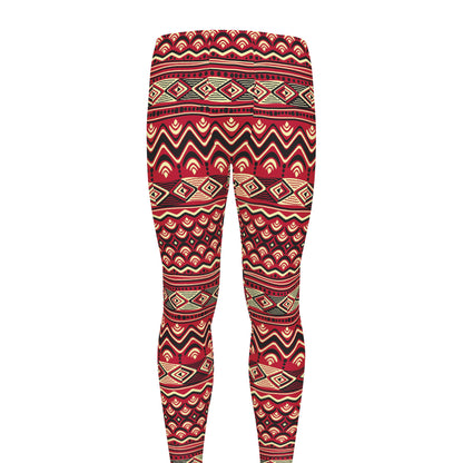 Red African Tribal Pattern Print Men's leggings