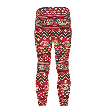 Red African Tribal Pattern Print Men's leggings