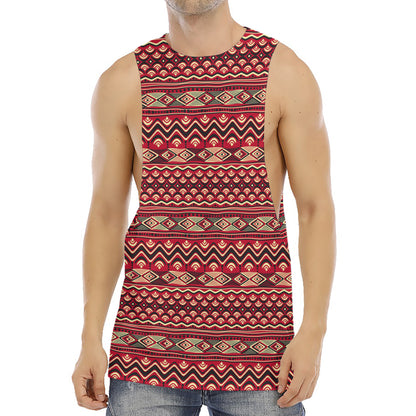 Red African Tribal Pattern Print Men's Muscle Tank Top