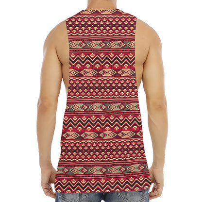 Red African Tribal Pattern Print Men's Muscle Tank Top