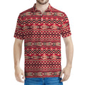 Red African Tribal Pattern Print Men's Polo Shirt