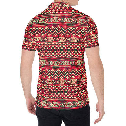 Red African Tribal Pattern Print Men's Shirt