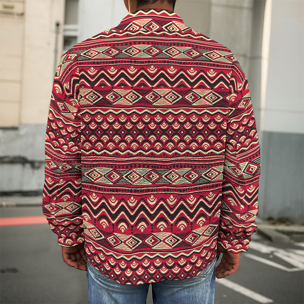 Red African Tribal Pattern Print Men's Shirt Jacket