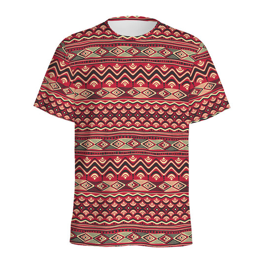 Red African Tribal Pattern Print Men's Sports T-Shirt