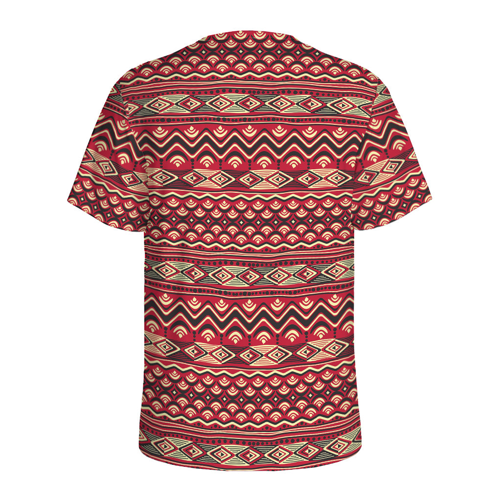Red African Tribal Pattern Print Men's Sports T-Shirt