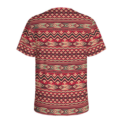 Red African Tribal Pattern Print Men's Sports T-Shirt